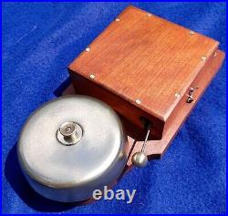Antique Vintage Original Electric Door Railway Butler Alarm Bell Wood Brass
