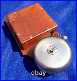 Antique Vintage Original Electric Door Railway Butler Alarm Bell Wood Brass