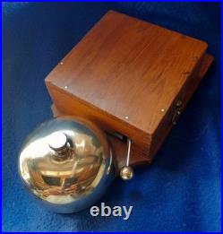 Antique Vintage Original Electric Door Railway Butler Alarm Bell Wood Brass