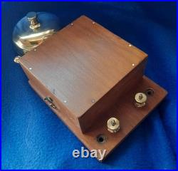 Antique Vintage Original Electric Door Railway Butler Alarm Bell Wood Brass