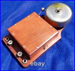 Antique Vintage Original Electric Door Railway Butler Alarm Bell Wood Brass