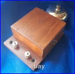 Antique Vintage Original Electric Door Railway Butler Alarm Bell Wood Brass