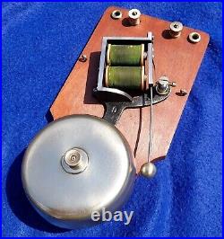 Antique Vintage Original Electric Door Railway Butler Alarm Bell Wood Brass