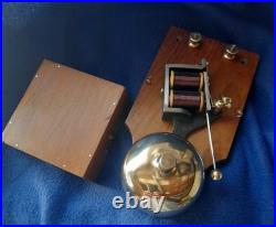 Antique Vintage Original Electric Door Railway Butler Alarm Bell Wood Brass