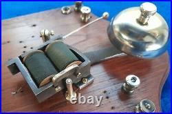 Antique Vintage Original Electric Door Railway Butler Alarm Bell Wood Brass