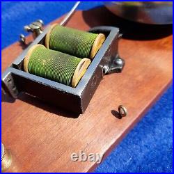 Antique Vintage Original Electric Door Railway Butler Alarm Bell Wood Brass