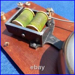 Antique Vintage Original Electric Door Railway Butler Alarm Bell Wood Brass