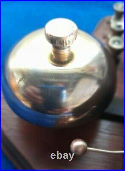 Antique Vintage Original Electric Door Railway Butler Alarm Bell Wood Brass