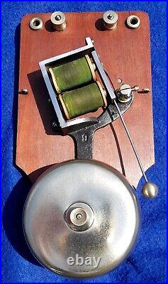 Antique Vintage Original Electric Door Railway Butler Alarm Bell Wood Brass