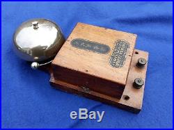 Antique Vintage Original Electric Door Railway Butler Alarm Shop Bell Wood Brass
