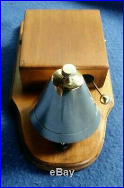 Antique Vintage Original Electric Door Railway Butler Alarm Shop Bell Wood Brass