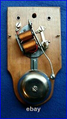 Antique Vintage Original Gent Electric Door Railway Butler Alarm Bell Wood Brass