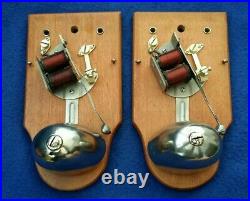 Antique Vintage Original Tangent Electric Door Railway Butler Bell Wood Brass