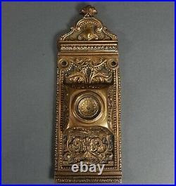 Antique Vintage Ornate Victorian Gold Plated Brass Door Bell Cover Plate
