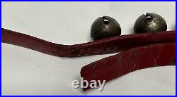 Antique/Vintage Sleigh Bells Double Leather Riveted Strap Buckle 18 Total Bells