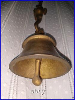 Antique Vintage Solid Brass Gold Tone Elephant Hindu Ganesh Hanging Bell 2ft