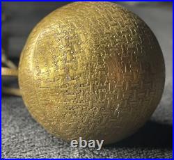 Antique Vintage Textured Leaf Greek Key Pattern Gilt Gold Brass Linked Bells