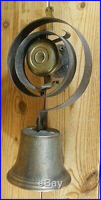 Antique Vintage Victorian Brass & Steel Servants Butlers Shop Room Bell