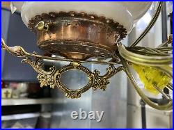 Antique Vtg GWTW Victorian Electrified Hanging Oil Parlor Library Lamp