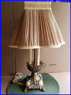 Antique Vtg Italian Bronze Brass Bouillotte Custom Shade 21 Table Lamp