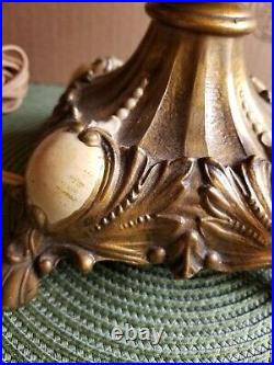 Antique Vtg Italian Bronze Brass Bouillotte Custom Shade 21 Table Lamp