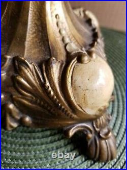 Antique Vtg Italian Bronze Brass Bouillotte Custom Shade 21 Table Lamp