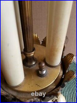 Antique Vtg Italian Bronze Brass Bouillotte Custom Shade 21 Table Lamp