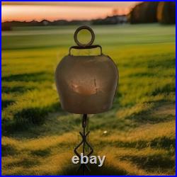 Antique Vtg Metal Cow Bell Wood Ball Farm Country
