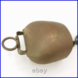 Antique Vtg Metal Cow Bell Wood Ball Farm Country