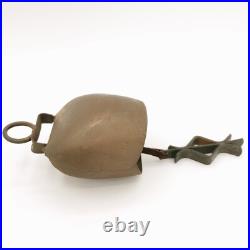 Antique Vtg Metal Cow Bell Wood Ball Farm Country