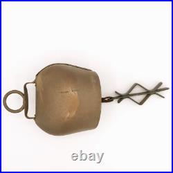 Antique Vtg Metal Cow Bell Wood Ball Farm Country