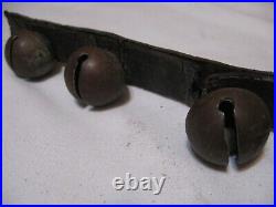 Antique Vtg. SLEIGH BELLS 36 Leather 2pc. 18 Brass, 1-1/8 single slot Bells
