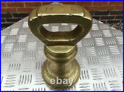 Antique W & T Avery Brass 14 Lb Bell Weight 9 Long 4.5 Wide Cast In B'ham Uk