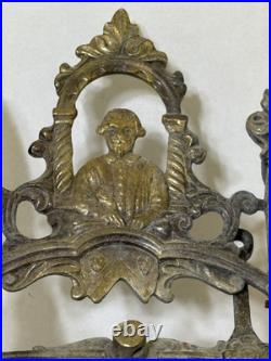 Antique Wall Mount Brass Bell for Door GARGOYLE / ANGEL w Louisiana Provenance