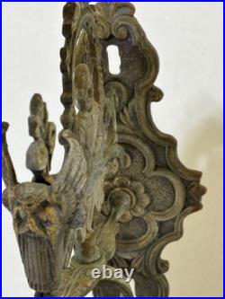 Antique Wall Mount Brass Bell for Door GARGOYLE / ANGEL w Louisiana Provenance