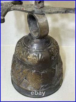 Antique Wall Mount Brass Bell for Door GARGOYLE / ANGEL w Louisiana Provenance