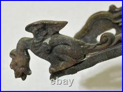 Antique Wall Mount Brass Bell for Door GARGOYLE / ANGEL w Louisiana Provenance