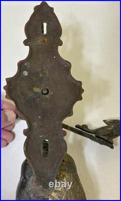 Antique Wall Mount Brass Bell for Door GARGOYLE / ANGEL w Louisiana Provenance