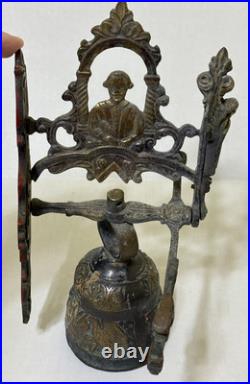 Antique Wall Mount Brass Bell for Door GARGOYLE / ANGEL w Louisiana Provenance