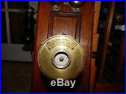 Antique Wesco Crank Wall Telephone Wood Box Public Phone Nashville Brass Bell