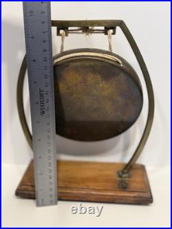 Antique William Tonks & Son Brass Tabletop Dinner Gong Missing Striker Antique William Tonks & Son Brass Tabletop Dinner Gong Missing Striker