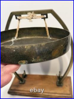 Antique William Tonks & Son Brass Tabletop Dinner Gong Missing Striker Antique William Tonks & Son Brass Tabletop Dinner Gong Missing Striker