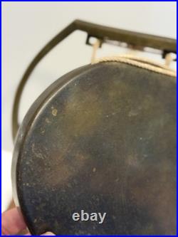 Antique William Tonks & Son Brass Tabletop Dinner Gong Missing Striker Antique William Tonks & Son Brass Tabletop Dinner Gong Missing Striker