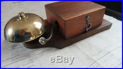 Antique Wood & Brass Electric Doorbell 3 -6 volts (butlers maid door bell)