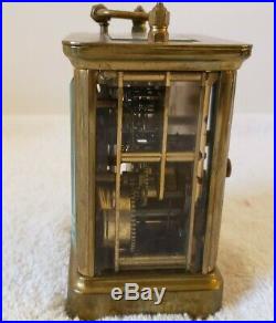Antique Working 1891 WATERBURY Brass Time & Strike Bell Repeater Carriage Clock