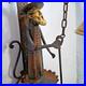 Antique Wrought Iron Brass Figural Wall Door Bell European Architectural Salvage