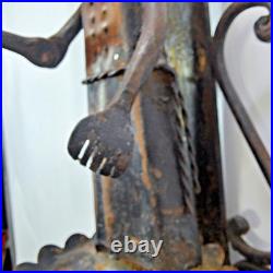 Antique Wrought Iron Brass Figural Wall Door Bell European Architectural Salvage