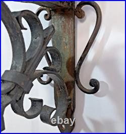 Antique Wrought Iron Brass Figural Wall Door Bell European Architectural Salvage