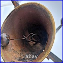 Antique Wrought Iron Brass Figural Wall Door Bell European Architectural Salvage
