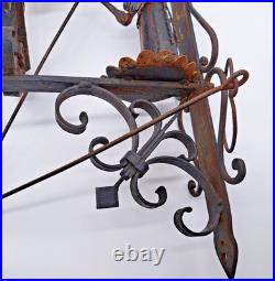 Antique Wrought Iron Brass Figural Wall Door Bell European Architectural Salvage